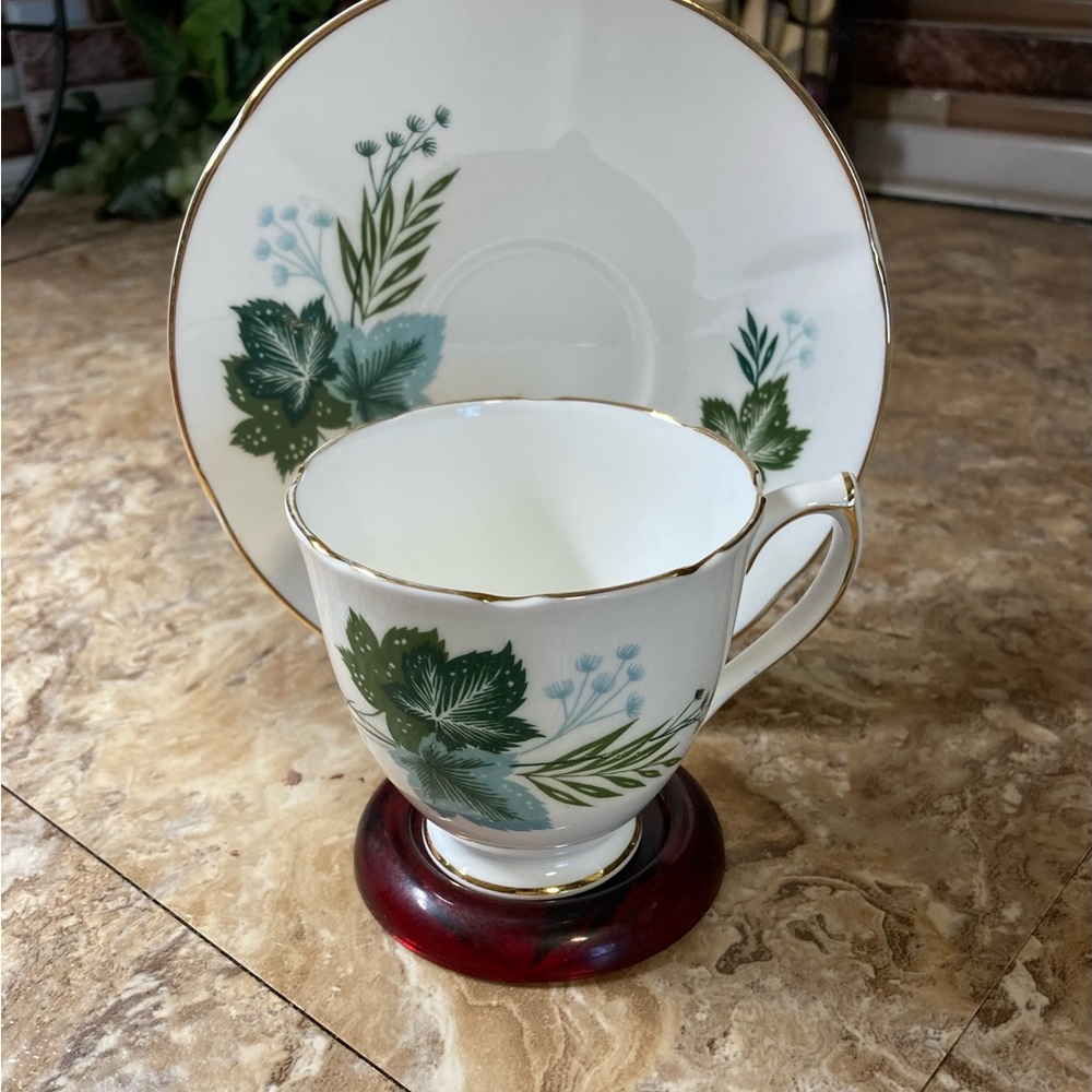 Vintage Ivy Pattern Tea Cup & Saucer Elizabethan Fine Bone China